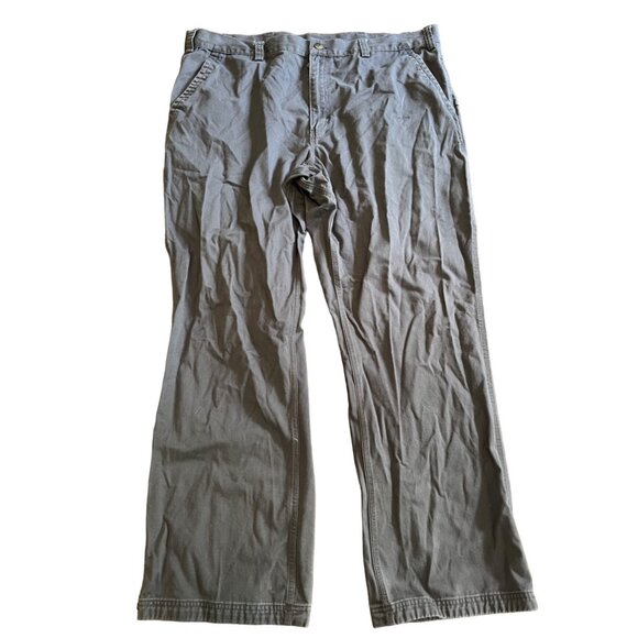 Duluth Khaki Carpenter Pants Blue Grey Cotton Khaki Relaxed Casual Men's 44 X 34 - Picture 1 of 9